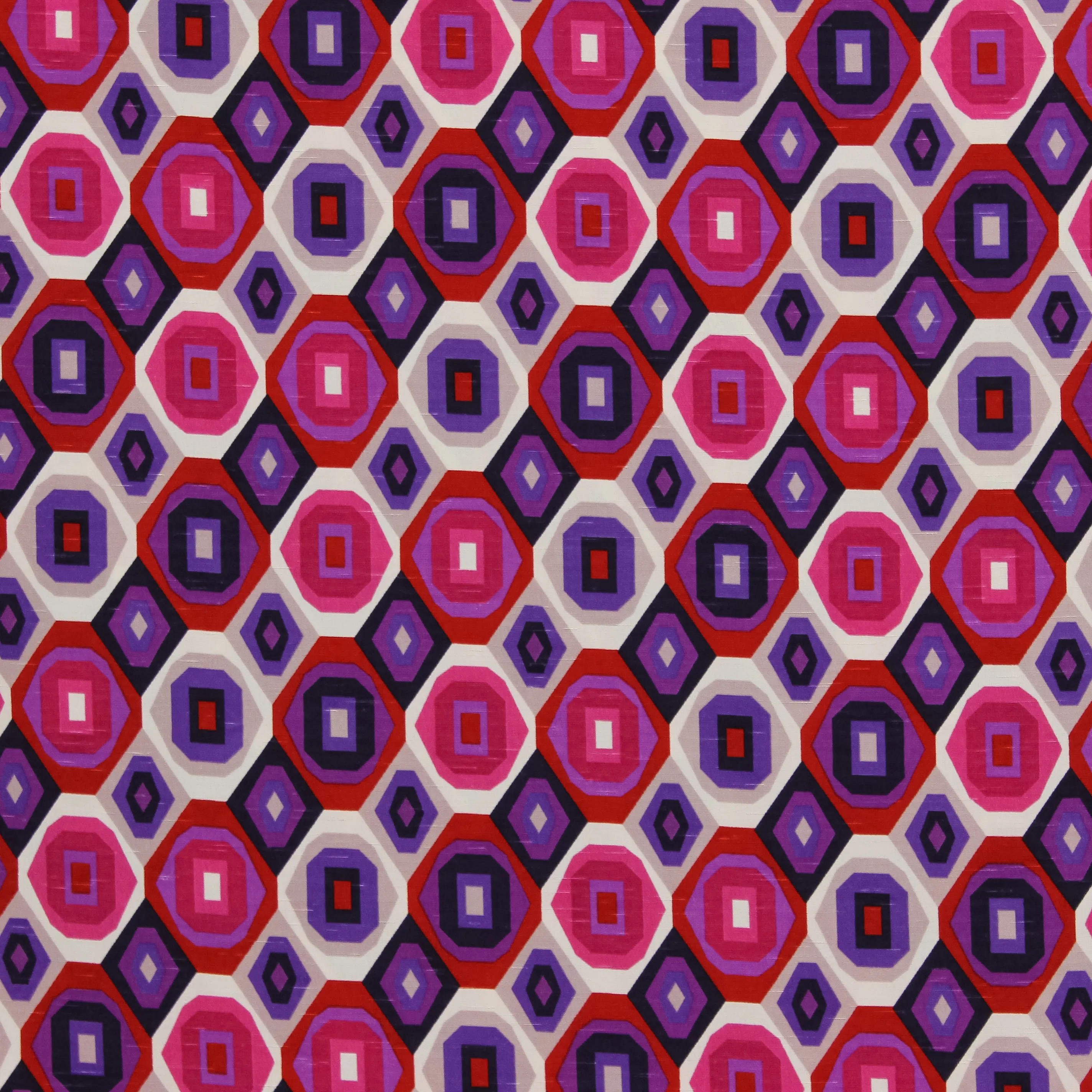 Polyester linnenlook met roos abstract motief